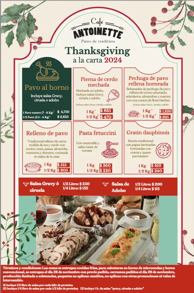 cafe antoinette thanksgiving a la carte menu